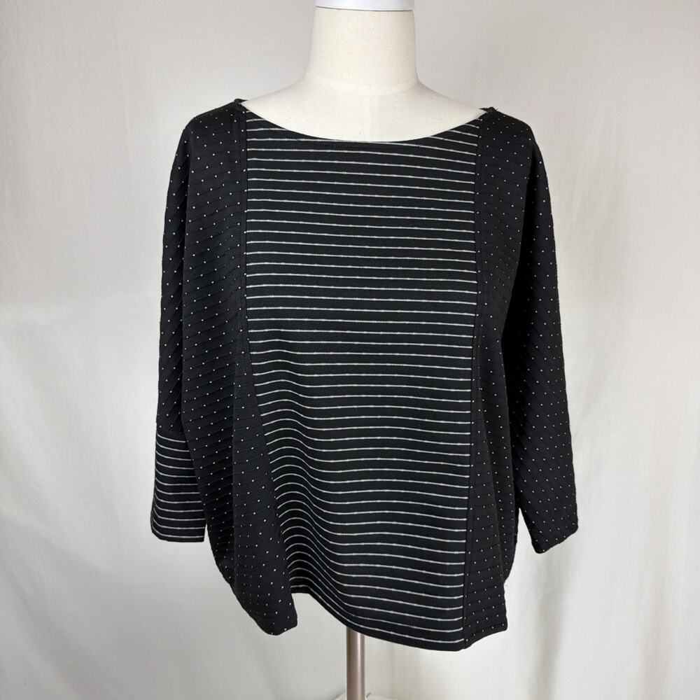 NWT Sydney Black White Dots Stripes 3/4 Sleeve Cropped Top XXL #0749 USA